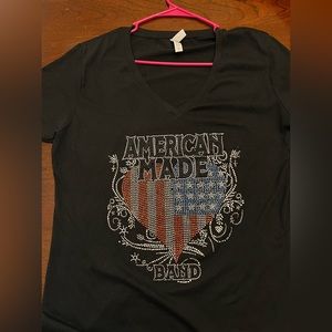 Black v-neck t shirt, size 3XL